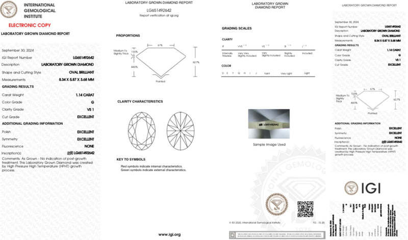 Diamante Laboratorio Desmontado Oval IGI 1.14 CT