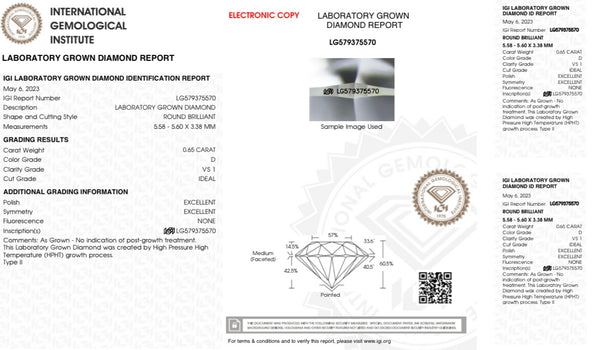 Diamante Laboratorio Desmontado Redondo IGI 0.65 CT