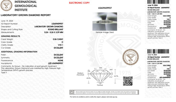 Diamante Laboratorio Desmontado Redondo IGI 0.56 CT (p)