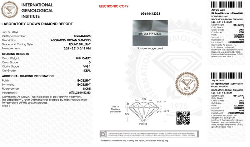 Diamante Laboratorio Desmontado Redondo IGI 0.54 CT (p)