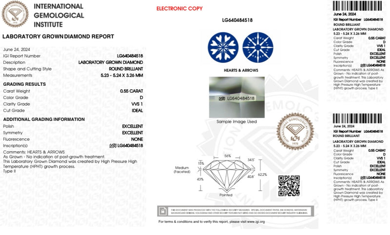 Diamante Laboratorio Desmontado Redondo IGI 0.55 CT (p)