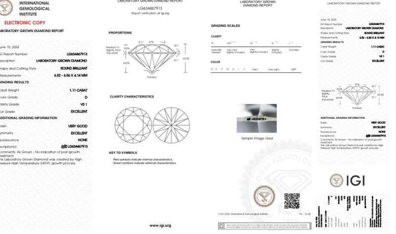 Diamante Laboratorio Desmontado Redondo IGI 1.11 CT