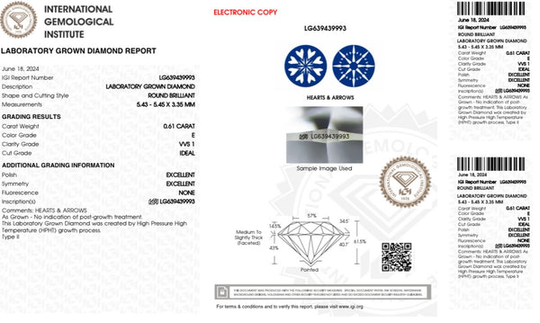 Diamante Laboratorio Desmontado Redondo IGI 0.61 CT (p)