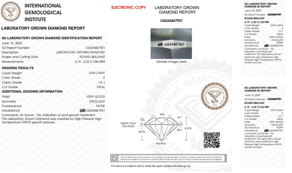 Diamante Laboratorio  Desmontado Redondo IGI 0.94 CT