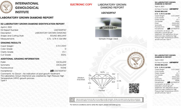 Diamante Laboratorio Desmontado Redondo IGI 0.72 CT