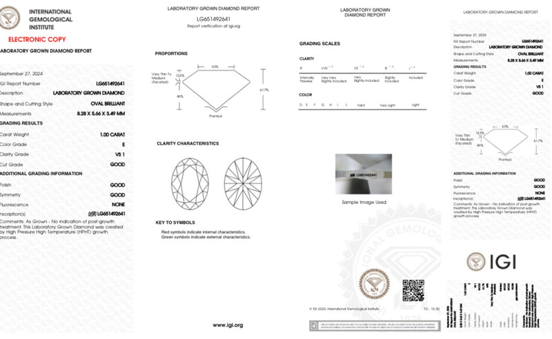 Diamante Laboratorio Desmontado Oval IGI 1.00 CT