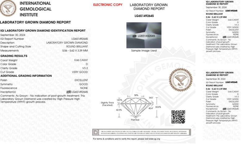 Diamante Laboratorio Desmontado Redondo IGI 0.66 CT