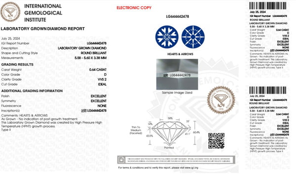 Diamante Laboratorio Desmontado Redondo IGI 0.64 CT (p)