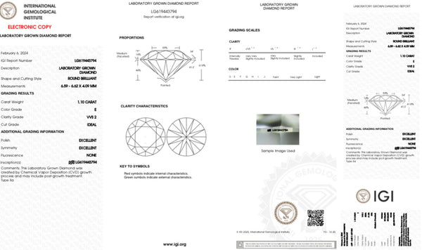 Diamante Laboratorio  Desmontado Redondo IGI 1.10 CT