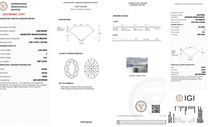 Diamante Laboratorio Desmontado Oval IGI 1.04 CT